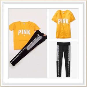 VS Pink Bling logo Tee & fleece pocket legging